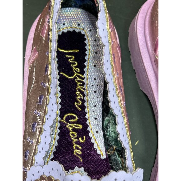 Irregular Choice Metallic Lilac Purple Loafers W/ Bows Scalloped Trim Lace US 11 - Picture 4 of 10